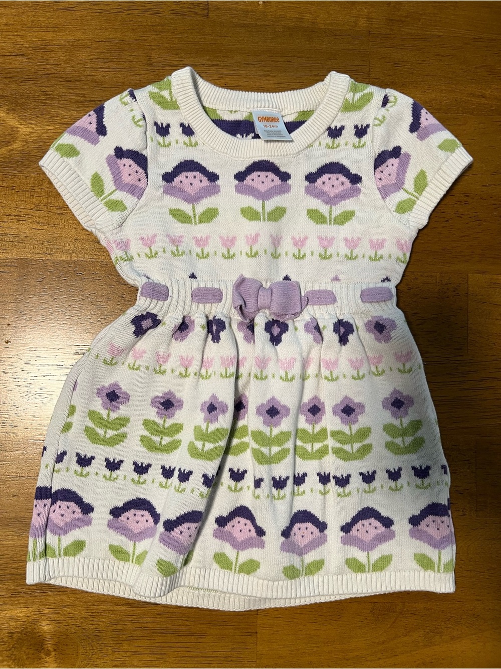 (Buy 2, get 1) Gymboree White, Purple & Green Floral Knit Dress
